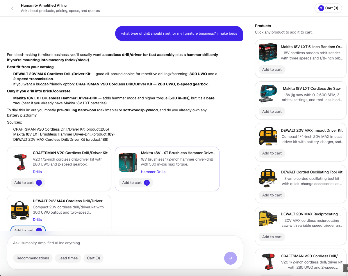 CataGo public buyer chat and product recommendations