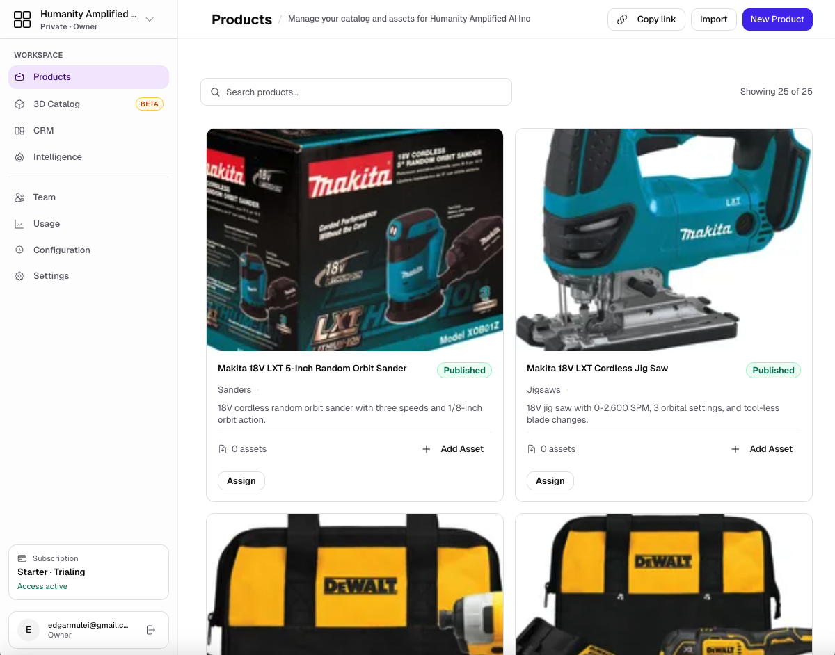 CataGo product catalog dashboard